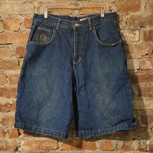 VTG TOMMY HILFIGER Y2K BAGGY CARPENTER HEAVY DENIM JEAN SHORTS Size 36